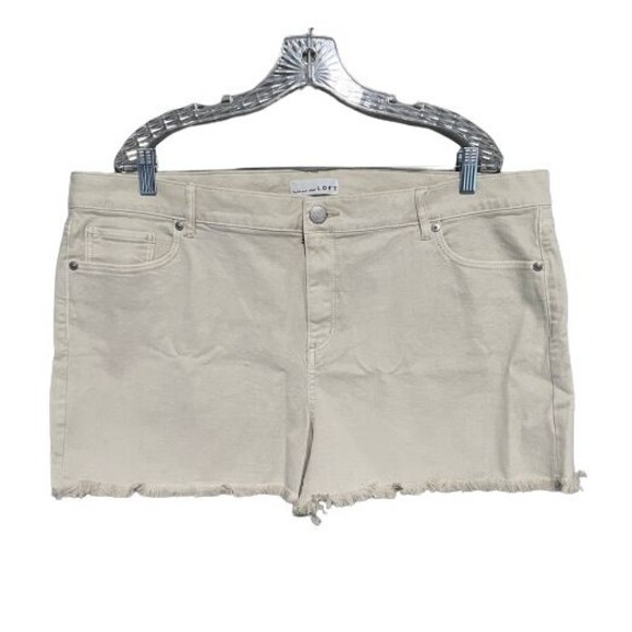 Ann Taylor Loft Sz 18/34 Cut-off Shorts Cream Denim Frayed Bottom Stretch NWT - Picture 2 of 13